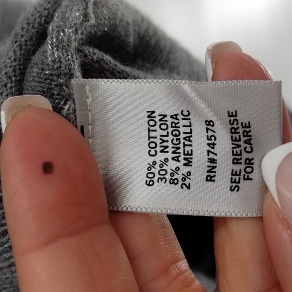 Cache' sweater size medium two tone gray button detail metallic striped Cache - Picture 7 of 9